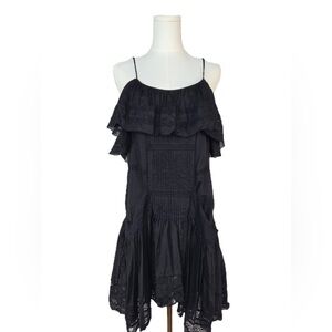 Isabel Etoile Marant Chic Black Ruffle Mini Dress